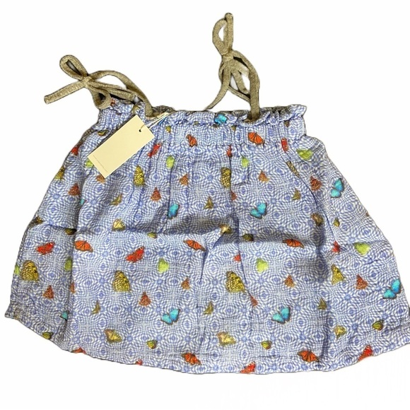 Miki Miette From Nordstroms Girl’s Size 24 Months Blue Butterfly Print Top - Picture 1 of 4